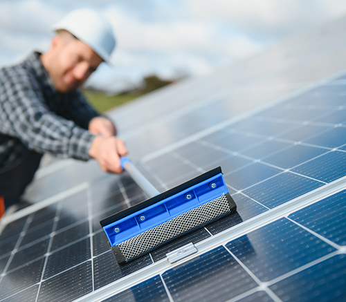 Solar panel cleaning service professional